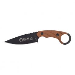 TOPS - C.U.T. 4.0 Black 1095 Fixed Blade Brown Canvas Micarta Handle Front Side