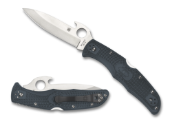 Spyderco Endura 4 Emerson Opener Lockback Knife Flat Ground Satin Plain Edge Grey FRN Handle Front Side Open and Front Side Closed