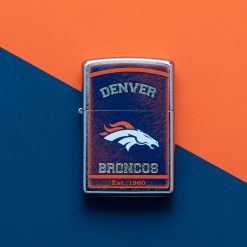 Zippo - NFL Denver Broncos Design Lighter Front Side Closed With Color Background