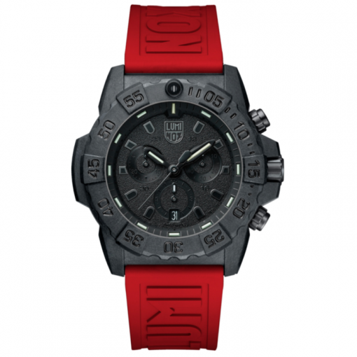 Luminox 24mm Cut-To-Fit Strap - Red On Watch Front Side Center