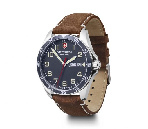 Victorinox - Fieldforce - Brown Leather Strap Front Side Angled Left