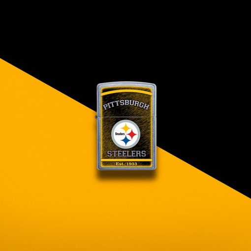 Zippo - NFL Pittsburgh Steelers Design Lighter Front Side Closed With Color Background