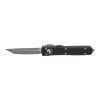 Microtech Ultratech OTF Automatic Knife Apocalyptic T/E Blade Black Aluminum Handle Front Side Open