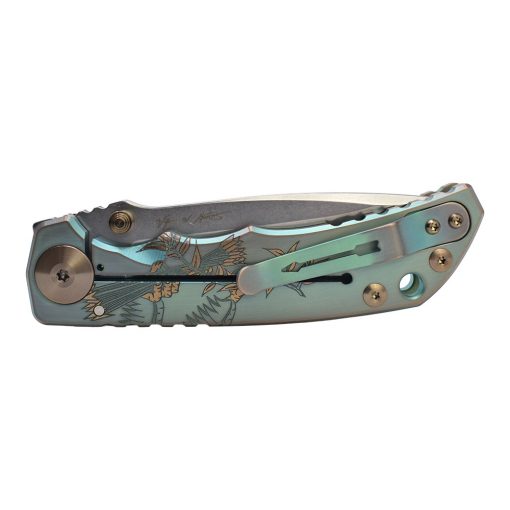 Spartan Blades Harsey Folder Stonewashed S45VN Blade 2021 Custom Green Custom God and Country Handle Back Side Closed 1