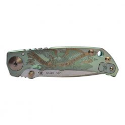 Spartan Blades Harsey Folder Stonewashed S45VN Blade 2021 Custom Green Custom God and Country Handle Front Side Closed 2
