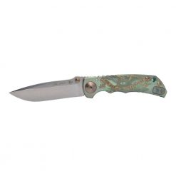Spartan Blades Harsey Folder Stonewashed S45VN Blade 2021 Custom Green Custom God and Country Handle Front Side Open