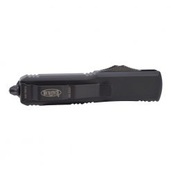 Microtech UTX-85 OTF Automatic Knife Black T/E Fully Serrated Blade Black Aluminum Handle Back Side Closed