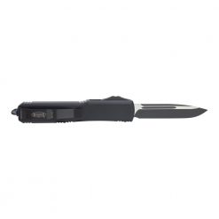 Microtech Ultratech OTF Automatic Knife S/E Black Blade Black Aluminum Handle Back Side Open