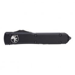 Microtech Ultratech OTF Automatic Knife S/E Black Blade Black Aluminum Handle Front Side Closed