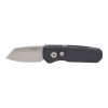 Protech Runt 5 Stonewashed 20CV Reverse Tanto Blade Black Aluminum Handle Front Side Open