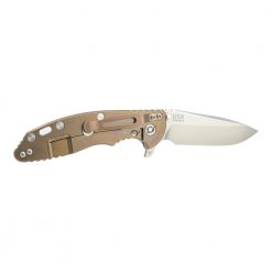 Hinderer XM-18 3.5 inches Spearpoint Stonewashed 20CV Blade Bronze Stonewashed Handle with Black G-10 Back Side Open
