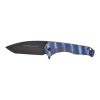 Medford Praetorian Slim Flipper S35VN PVD Tanto Blade Faced and Flamed Titanium Handle with Violet Stripes Front Side Open