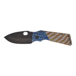 Medford Fat Daddy S35VN PVD Drop Point Blade Tumbled American Flag Titanium Handle Front Side Open