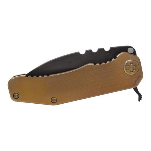 Medford 187 F PVD D2 Drop Point Blade Bronze Titanium Handle Front Side Closed