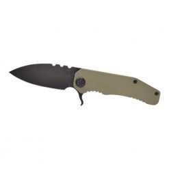 Medford 187 F PVD D2 Drop Point Blade OD Green G-10 Handle PVD Hardware Front Side Open