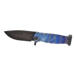 Medford USMC Fighter Flipper S35VN Black PVD Drop Point Blade Faced and Flamed Galaxy Titanium Handle Front Side Open