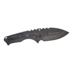 Medford Praetorian T S35VN Drop Point Blade Black PVD Handle with Blue Pinstriping Back Side Open