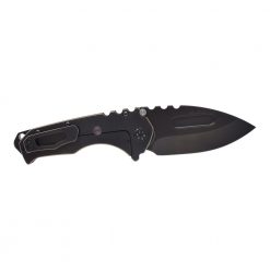 Medford Praetorian T S35VN Drop Point Blade Black PVD Handle with Bronze Pinstriping Back Side Open