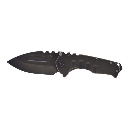 Medford Praetorian T S35VN Drop Point Blade Black PVD Handle with Bronze Pinstriping Front Side Open
