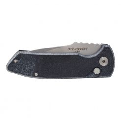 Pro-Tech Small Bladed Rockeye Stonewash S35VN Drop Point Fixed Blade Blue Denim Micarta Handle Front Side Closed