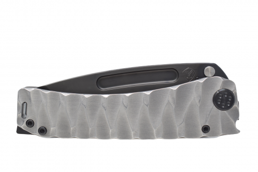 Medford Marauder S35VN PVD Tanto Blade Bead Blasted Brushed Silver Twisted Predator Handles Front Side Closed