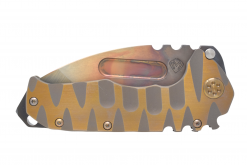 Medford Praetorian T Vulcan S35VN Tanto Blade Bead Blasted Brushed Bronze Lazy River Sculpted Titanium Handle Front Side Closed