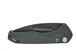 Medford Praetorian Swift Automatic PVD S35VN Drop Point Blade Hunter Green Aluminum Handle Front Side Closed
