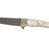 ProTech Malibu Custom Reverse Tanto Damascus Blade Bronze/Orange Peel Titanium Handle with Mother-of-Pearl Inlays Front Side Open