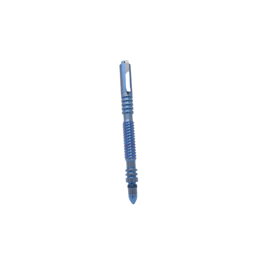 Hinderer Investigator Spiral Pen - Stonewash Blue Titanium - Back Side Closed