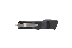 Microtech Troodon Stonewash Double Edge Dagger OTF Automatic Knife Black Handle Back Side Closed