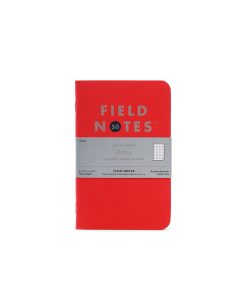 A red Field Notes Fifty - Graph Paper Memo Book 3 Pack (48 Pages) with the words Field Notes on it.
