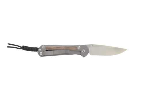 Chris Reeve Knives Small Sebenza 31 S35VN Titanium Handle with Natural Canvas Micarta Inlay Back Side Open