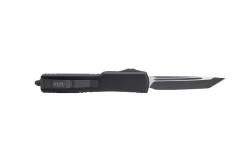 Microtech UTX-70 OTF Automatic Knife Black T/E Blade Black Aluminum Handle Back Side Open