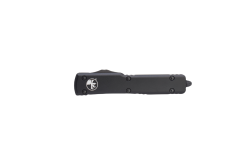 Microtech UTX-70 OTF Automatic Knife Black T/E Blade Black Aluminum Handle Front Side Closed
