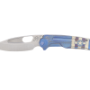 A Medford Infraction Tumbled S35VN Drop Point Blade Stars and Bars Titanium Handle Blue Hardware on a white background.