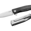 LionSteel Myto Stonewash M390 Drop Point Blade Black Canvas Handle Front Side Open and Back Side Closed