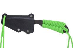 White River M1 Backpacker Black IONBOND S30VN Blade Reflective Green Paracord Front Side Sheathed