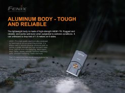 Fenix E03R Grey Keychain Flashlight - 260 Lumens Infographic Aluminum Body