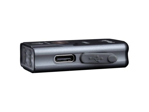 Fenix E03R Grey Keychain Flashlight - 260 Lumens Side USB Port