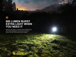 Fenix E09R Rechargable Black Flashlight - 600 Lumens Infographic 5 Burst