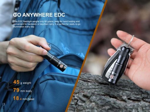 Fenix E09R Rechargable Black Flashlight - 600 Lumens Infographic 9 EDC