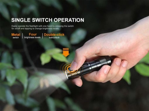 Fenix E09R Rechargable Black Flashlight - 600 Lumens Infographic 10 Single Switch
