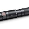 Fenix E09R Rechargable Black Flashlight - 600 Lumens Front Side Diagonal