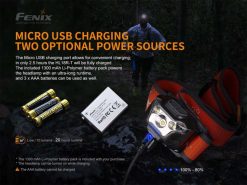 Fenix HL18R-T Rechargable Headlamp - 500 Lumens Infographic Charging Options