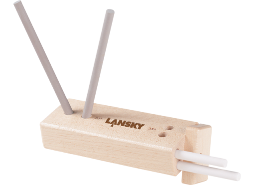 a Lansky 4-Rod Turn Box Ceramic Knife Sharpener with two antennas attached to it.