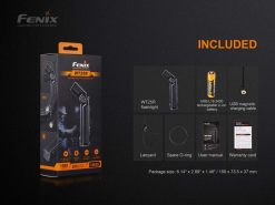 Fenix WT25R Adjustable Head Black Flashlight - 1000 Lumens Infographic Box Contents