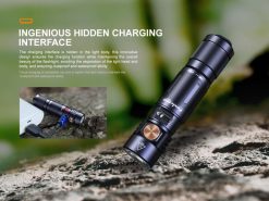 Fenix E05R Black Keychain Flashlight - 400 Lumens Infographic Charging Interface