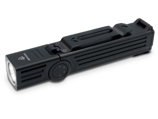 Fenix WT25R Adjustable Head Black Flashlight - 1000 Lumens Front Side Diagonal