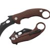 Lionsteel L.E. One Chemical Black CPM-MagnaCut Karambit Blade Earth Aluminum Handle Front Side Open and Back Side Closed