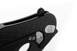 Lionsteel L.E. One Chemical Black CPM-MagnaCut Karambit Blade Black Aluminum Handle Flipper Tab Close Up